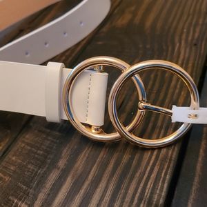 White Gold Faux Leather Double Ring Metal Belt